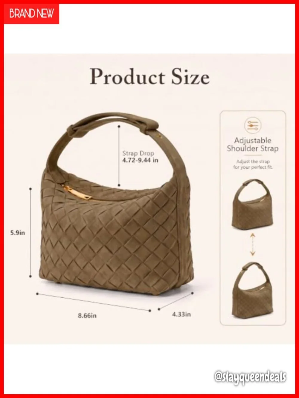 Hand-Woven Faux Suede Hobo Shoulder Bag Vegan Leather Women's Handbag